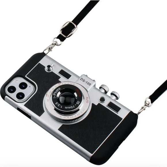 None Other - Retro Camera Design Phone Case - Black and Silver 13 Pro Max